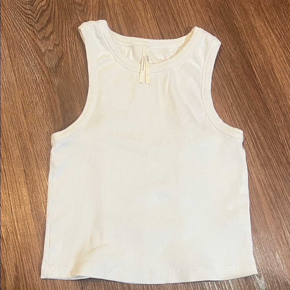 Anthropologie Ivory Ribbed Top